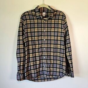 River Island Brown Black Plaid Long Sleeve Shirt Medium